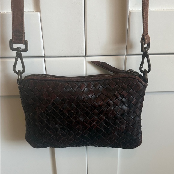 Platania Handbags - PLATANIA Brown Woven Leather Crossbody Bag